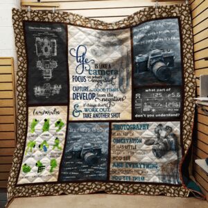 Life Is Like A Camera Quilt Blanket  Quilt